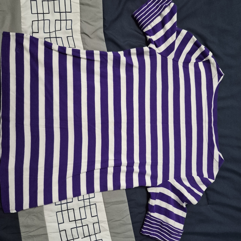 Lauren Ralph Lauren Purple and White Striped Top